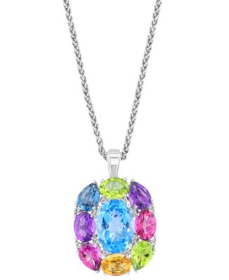 EFFY&reg; Multi-Gemstone 18" Pendant Necklace (17-3/4 ct. t.w.) in Sterling Silver 