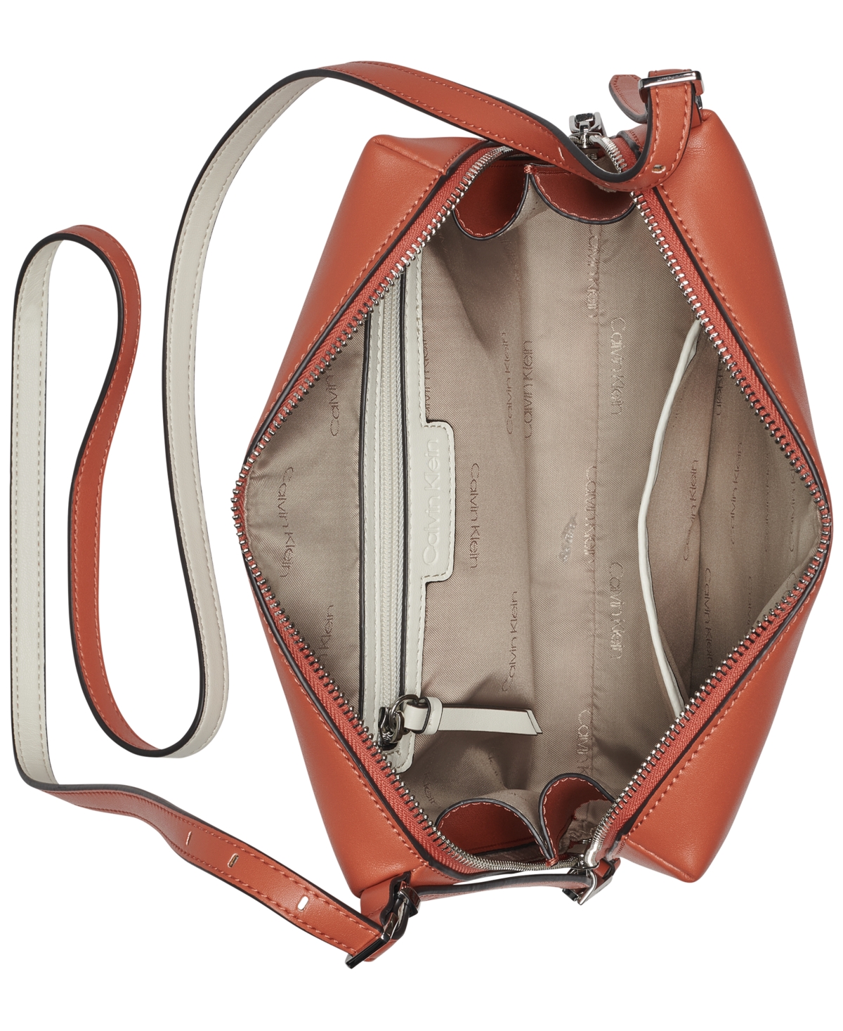 Calvin Klein Lowen Crossbody Bag In Chili Spice,cherub White