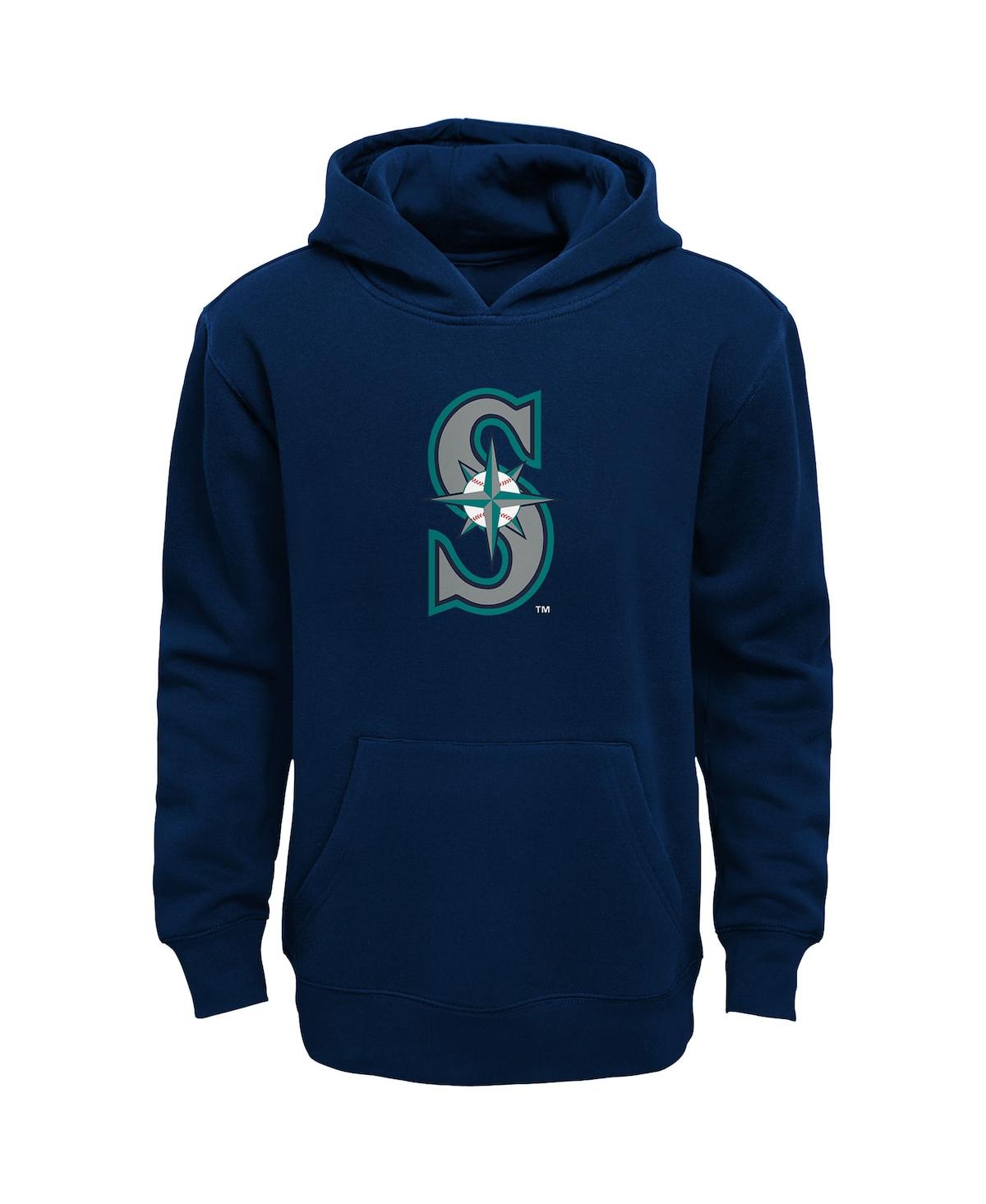 Outerstuff Big Boys And Girls Navy Seattle Mariners Primary Logo Pullover Hoodie In Navy