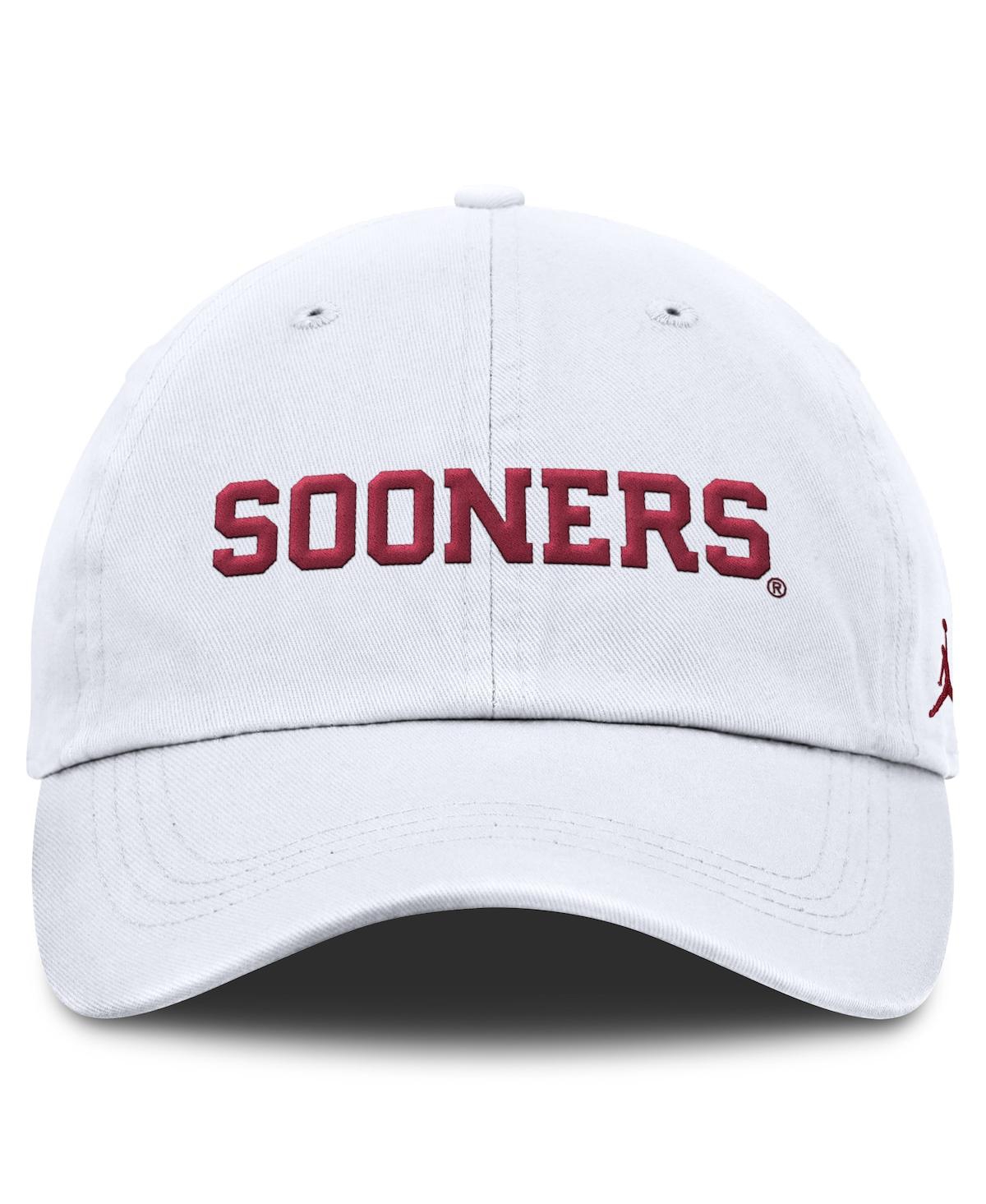 Jordan Men's White Oklahoma Sooners Core Club Mascot Wordmark Adjustable Hat In White