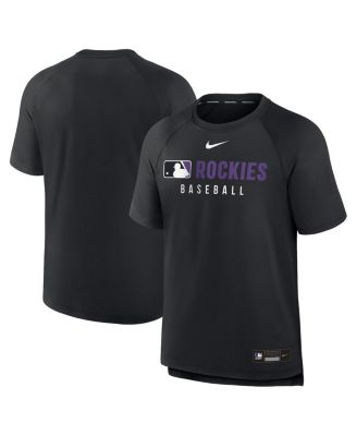 Nike - Men's Black Colorado Rockies Authentic Collection Pregame Raglan Performance T-Shirt