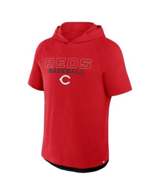 Men's Red Cincinnati Reds Clubhouse Optimal Play Raglan Short Sleeve Pullover Hoodie