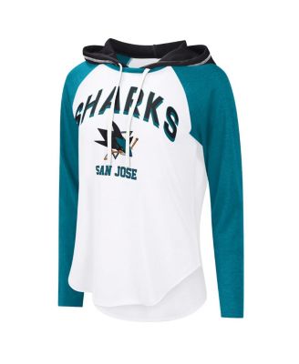 Women's White San Jose Sharks VIP Raglan Long Sleeve Hoodie T-Shirt