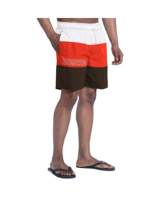Men's Brown/Orange Cleveland Browns Sunrise Volley Swim Shorts