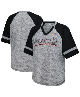 G-III 4Her by Carl Banks - Women's Heather Gray NASCAR Hall of Fame Oversized Raglan V-neck T-shirt