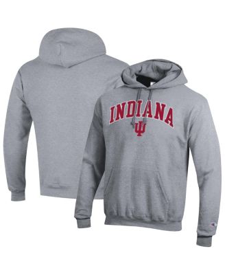 Champion - Men's Heather Gray Indiana Hoosiers Arched Logo Fleece Pullover Hoodie