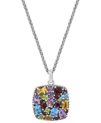 EFFY&reg; Multi-Gemstone Locket 18" Pendant Necklace (6-3/4 ct. t.w.) in Sterling Silver