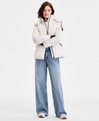 Women's Faux-Fur-Trim Hooded Puffer Coat