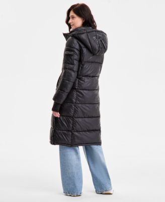 Women's Shiny Hooded Maxi Puffer Coat