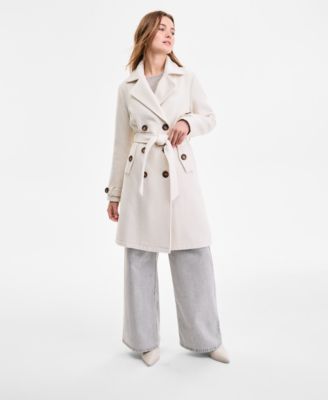 Steve Madden - Juniors' Double-Breasted Belted Trench Coat