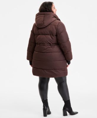 Plus Size Hooded Anorak Puffer Coat