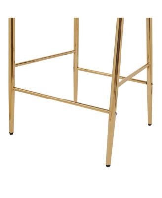   Set of 2  Velvet Upholstered, Tufted Armchairs, Gold Metal Legs   Elegant Design Bar Stools