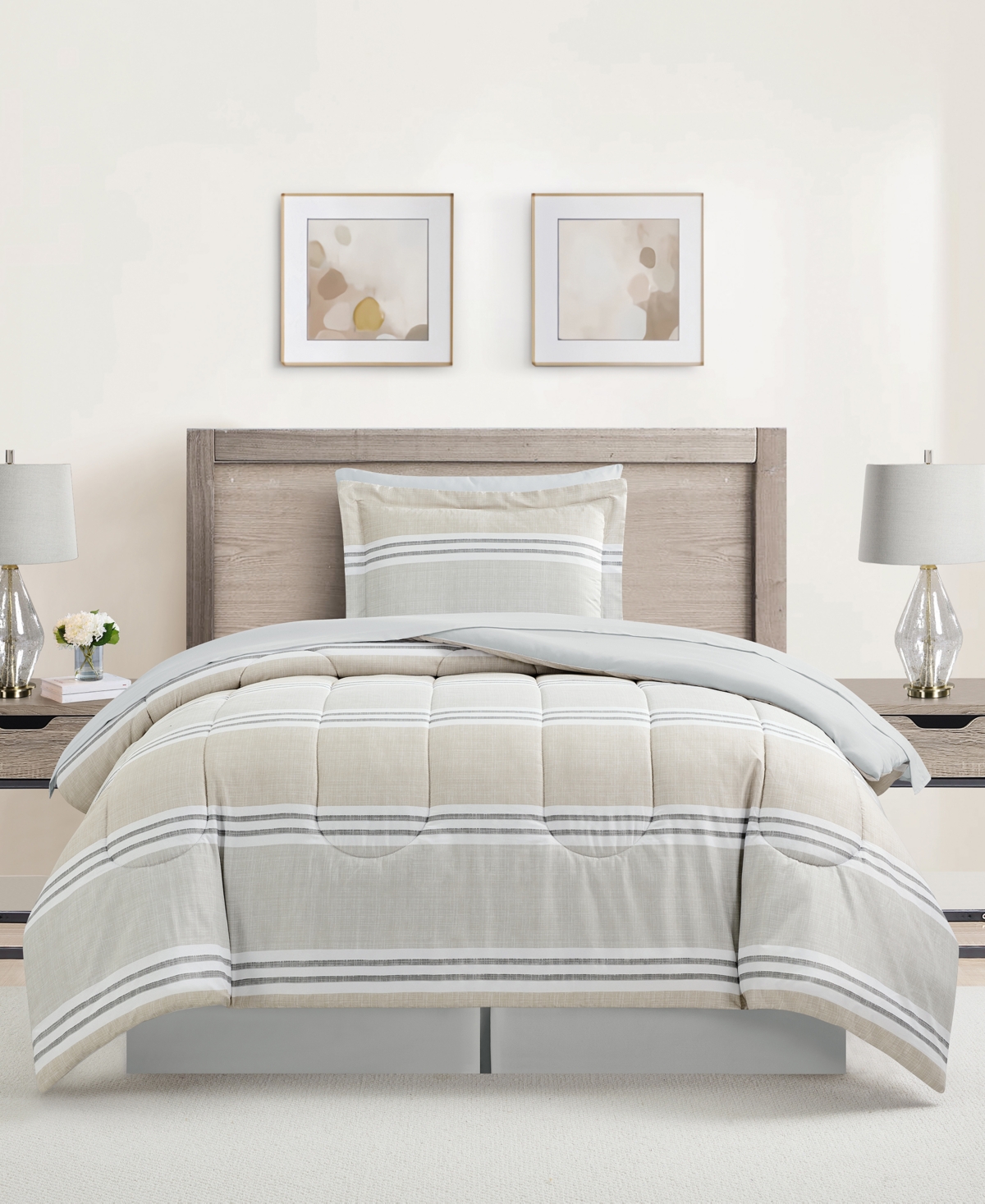 Sunham Aiden Striped 8-pc. Comforter Sets, Exclusively At Macy's In Taupe