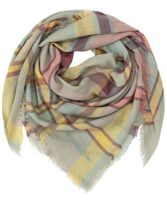 Spring Woven Plaid Square Scarf