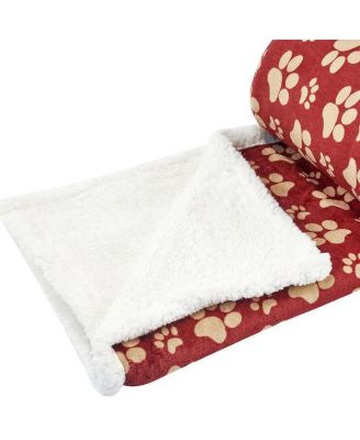 Ultra soft cozy Flannel Paw Print & Sherpa pet Blanket