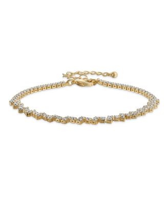 Thin Minimalist Delicate Cubic Zirconia Zig Zag CZ Bracelet Plated