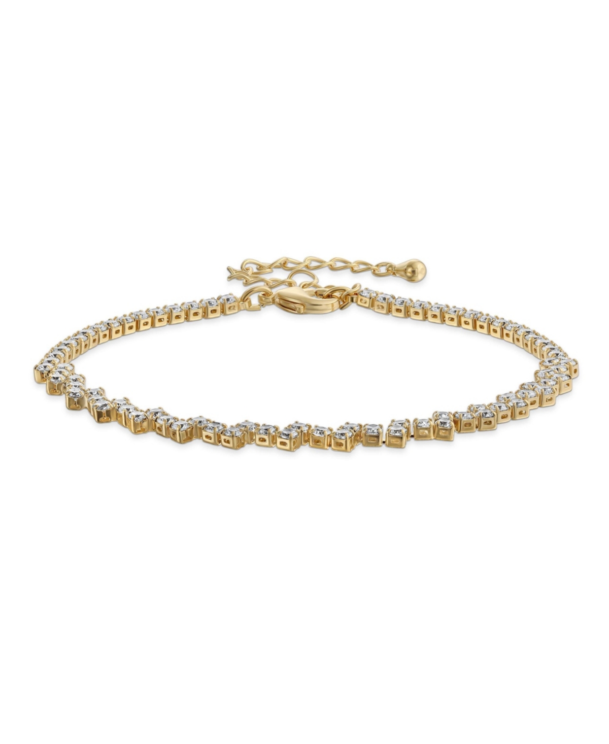 Bling Jewelry Thin Minimalist Delicate Cubic Zirconia Zig Zag Cz Bracelet Yellow Gold Plated