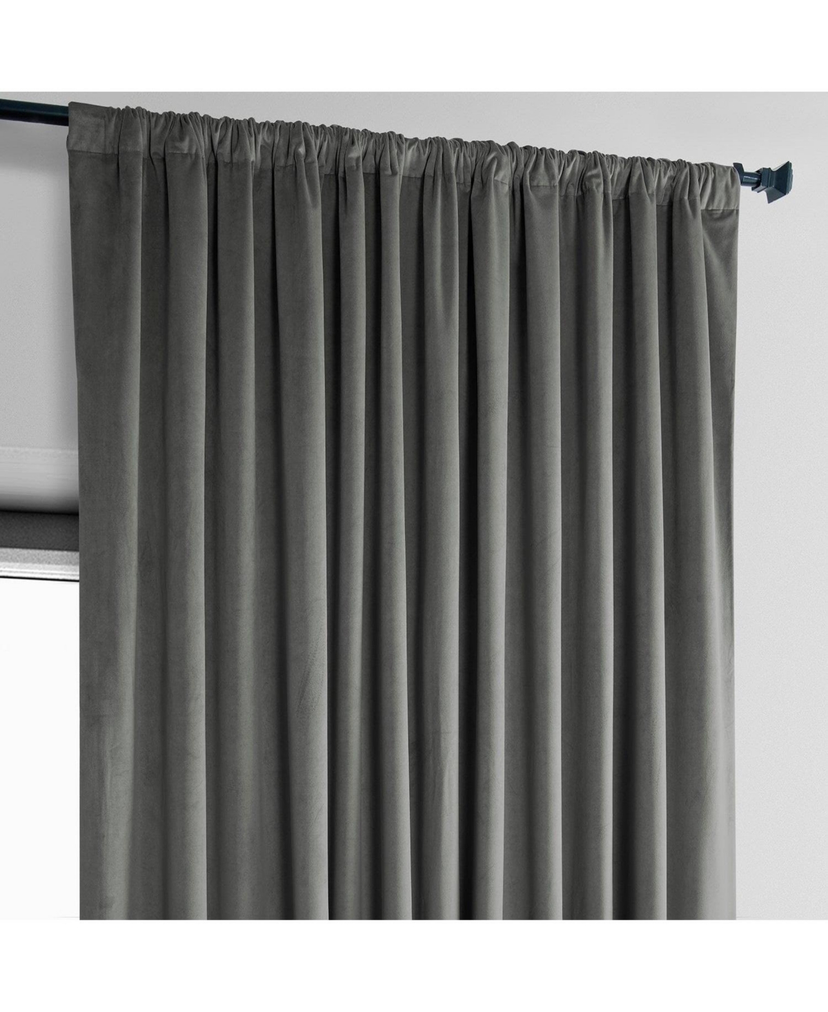 Half Price Drapes Extra Wide Heritage Plush Velvet Room Darkening Curtain In Gray