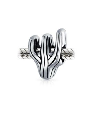 Southwestern Sonoran Desert Cactus Charm Bead in Oxidized Sterling Silver