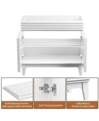 Particleboard Bathroom Cabinet Vanity with Storage and Wood Grain Laminate (Sink Basin Not Included)