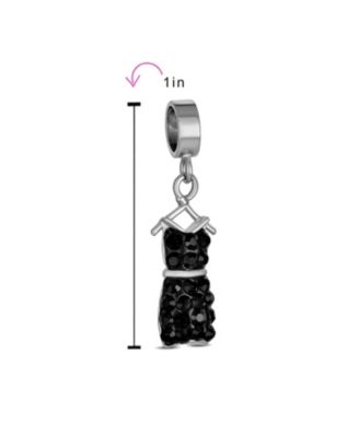 Fashion Crystal Black Dress Dangle Charm Bead Sterling Silver for European Bracelet