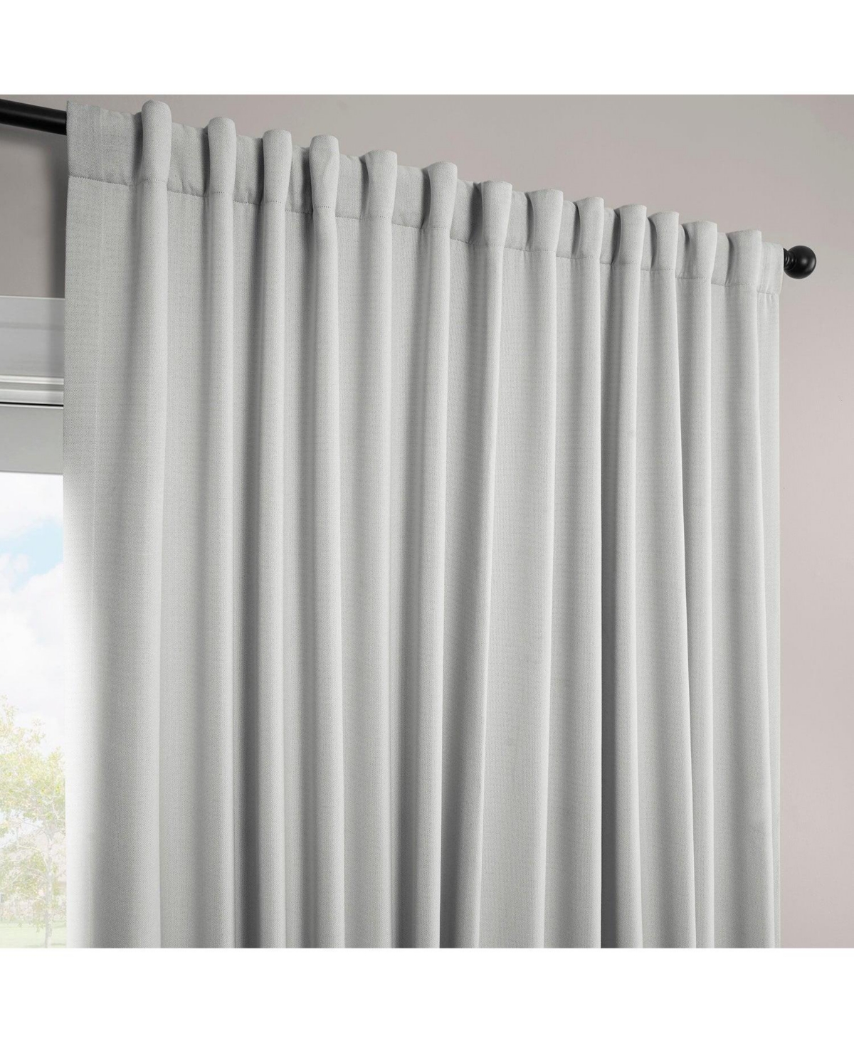 Half Price Drapes Extra Wide Textured Faux Linen Room Darkening Curtain In Multi