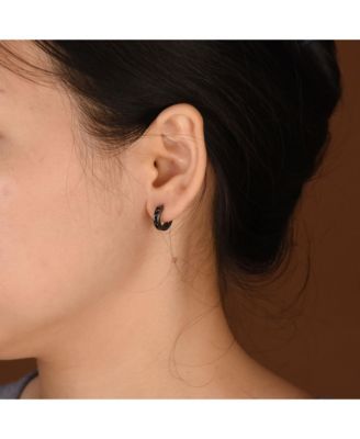 Delicate Tiny CZ Channel Set Huggie Cubic Zirconia Hoop Earrings Sterling Silver