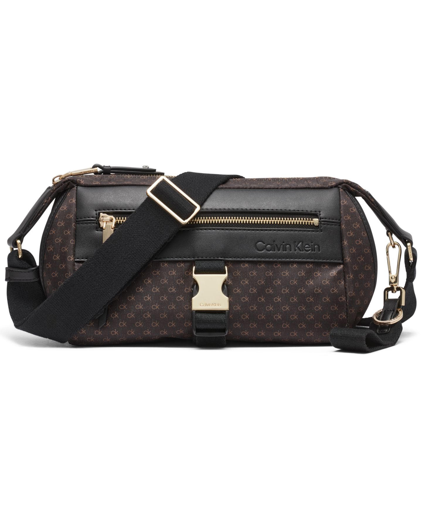 Женская сумка Calvin Klein Elora Nylon Mini Signature Top Zipper Crossbody, цвет: Хаки / Чёрный — фото 1