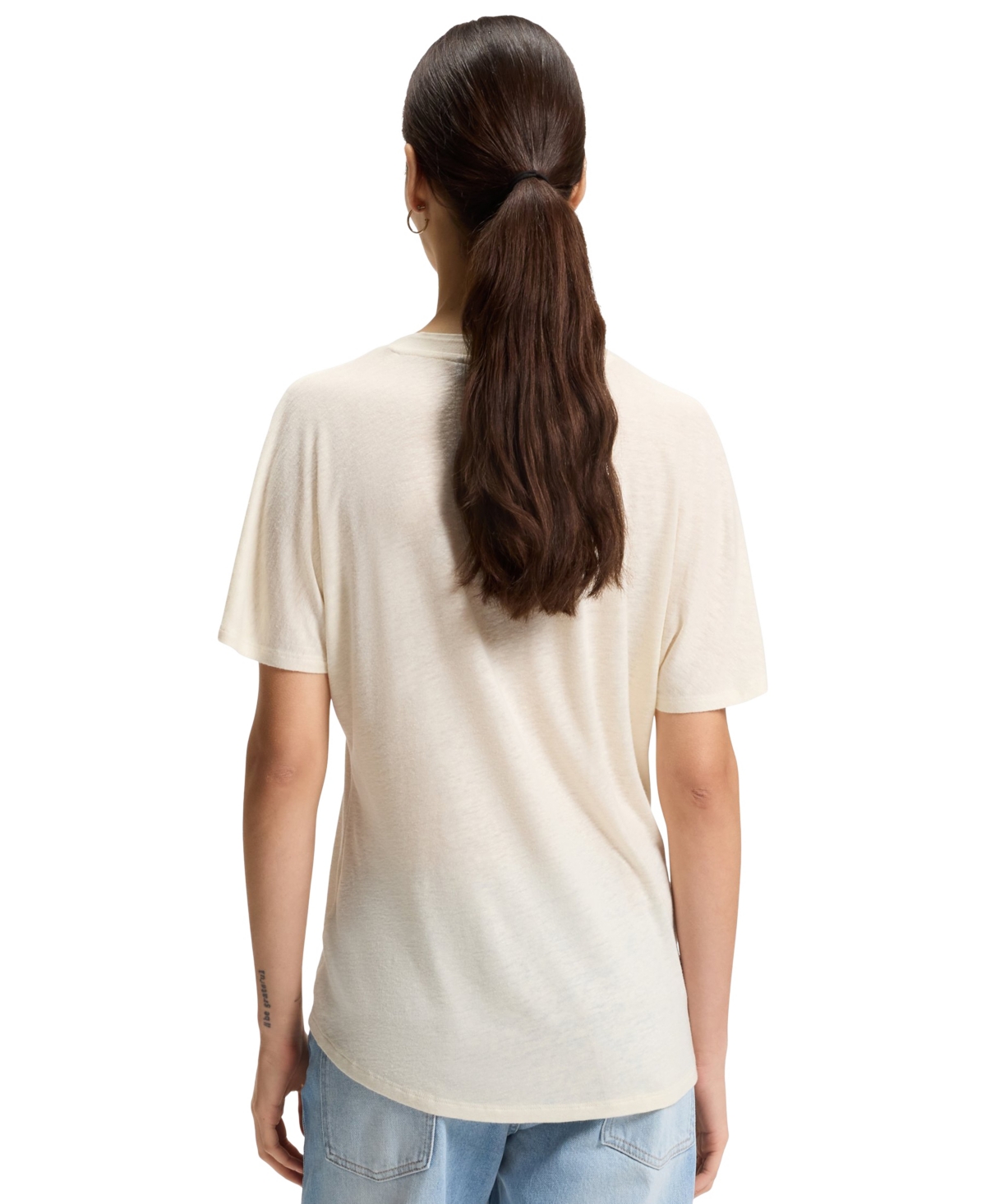 Hugo Boss V-neck T-shirt With Double B Monogram In Open White