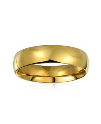Plain Simple Dome Comfort Fit 5MM Band Ring Gold Plated Silver Tone Stainless Steel