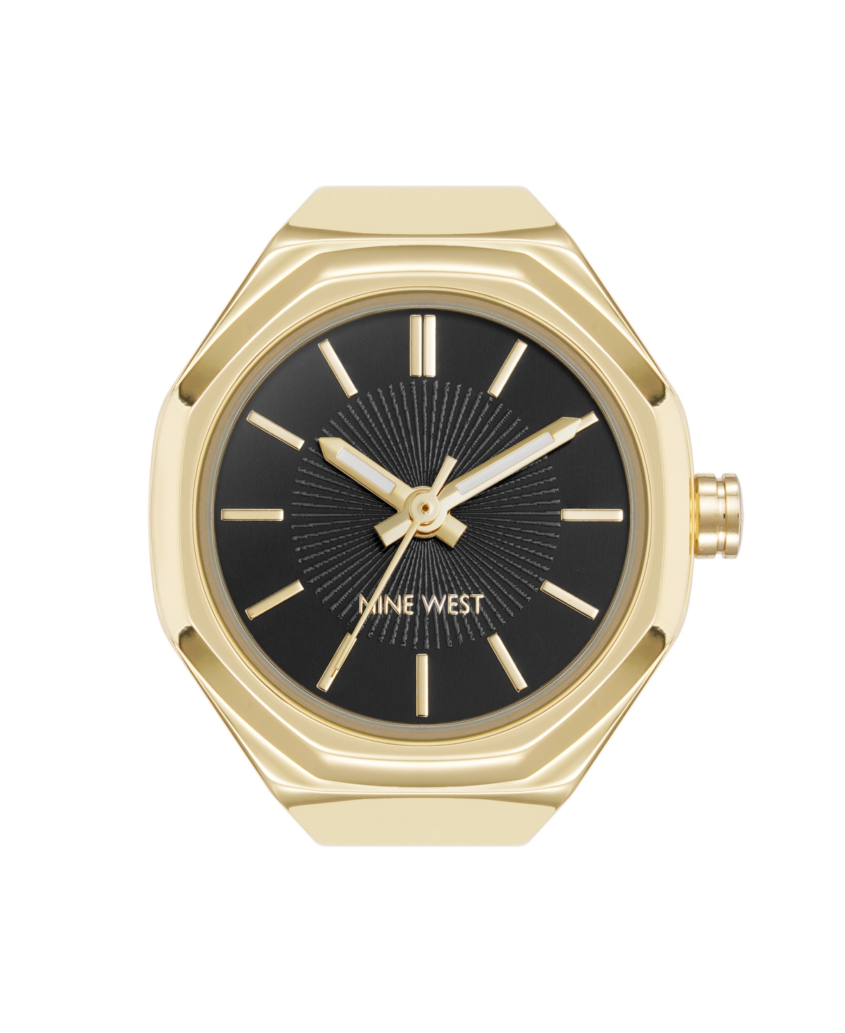 Women's Quartz Contemporary Black and Gold-Tone Metal Alloy Ring Watch, 23mm - Gold-Tone