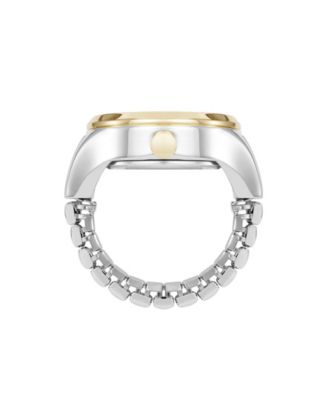 Women's Quartz Two-Tone Metal Alloy Crystal Accented Dial Ring Watch, 23mm