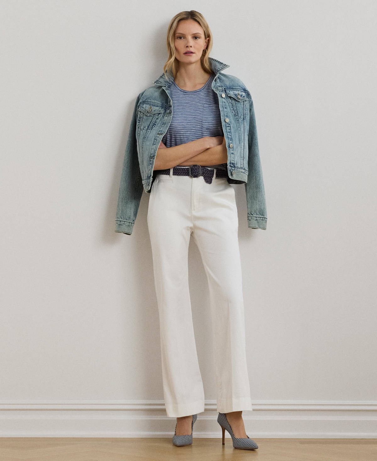 Shop Ralph Lauren Women's Stretch Cotton Chino Flare Pants