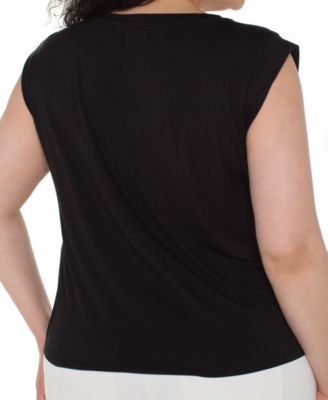 Plus Size Sleeveless Mixed-Media Top