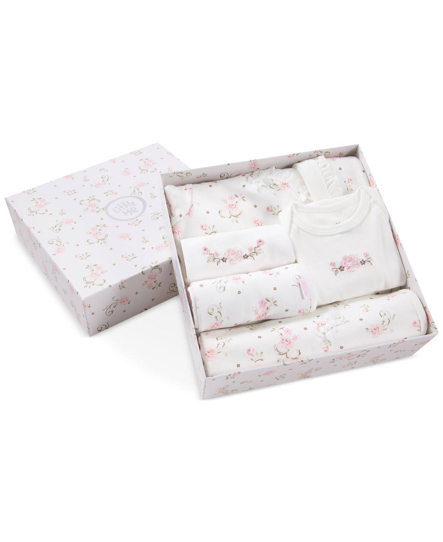 Подарочный набор Little Me Vintage Rose для малышек, 6 предметов, цвет: Розовый с принтом — фото 4