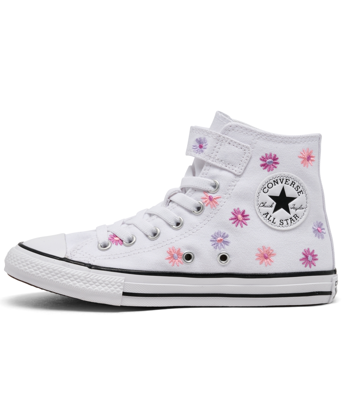 Shop Converse Little Girls Chuck Taylor All Star Florals High Top Casual Sneakers From Finish Line In White,jellyfish