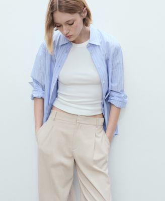 Women's Straight-Fit Pleated Trousers Pants