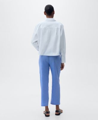 Women's Straight Linen-Blend Trousers Pants