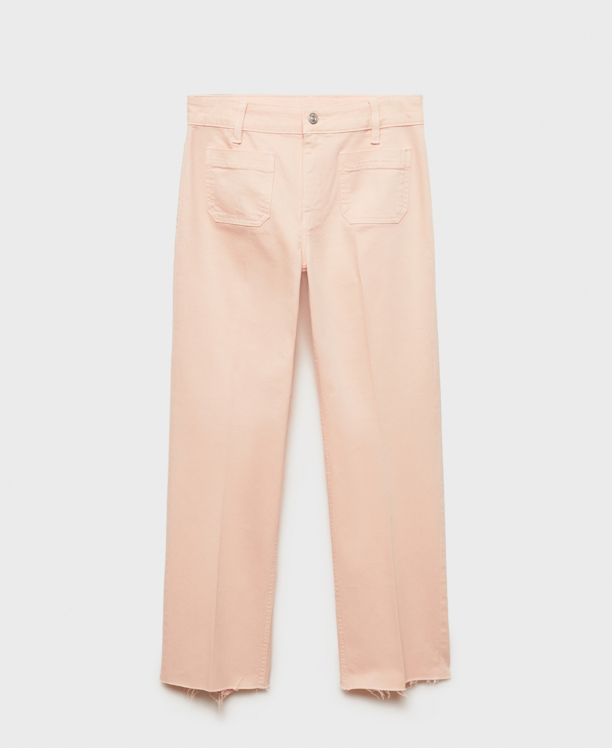 Mango Alex Raw Hem Patch Pocket Crop Flare Jeans In Pink