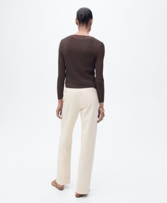 Women's Ribbed Knit Bows Cardigan Sweater