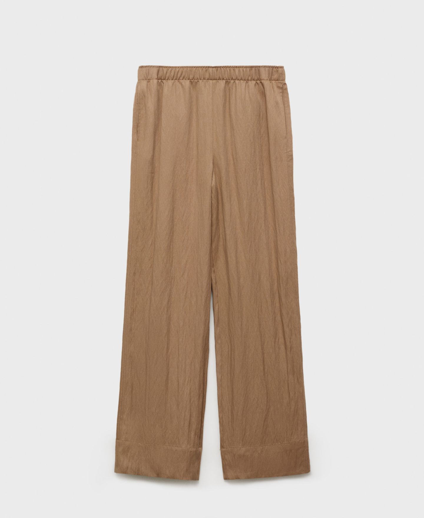 Женские брюки Mango Straight Lyocell Texture, цвет: Средний коричневый — фото 8