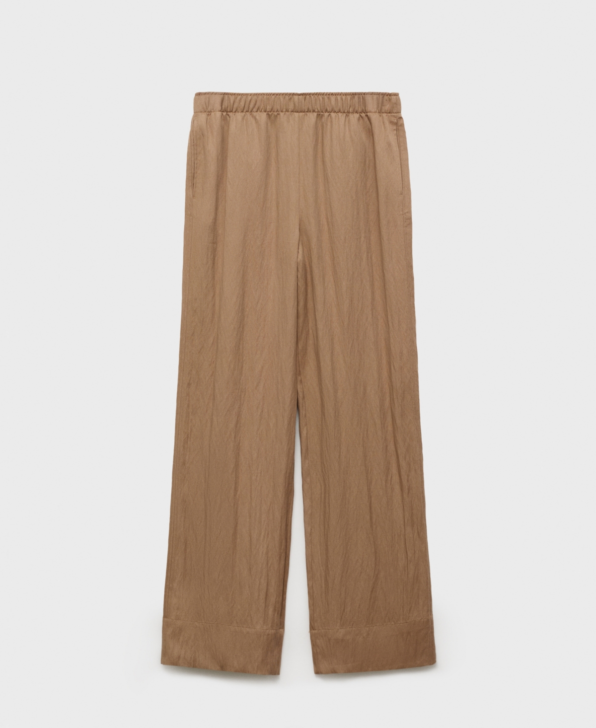 Mango Straight Lyocell Texture Pants Medium Brown In Brown