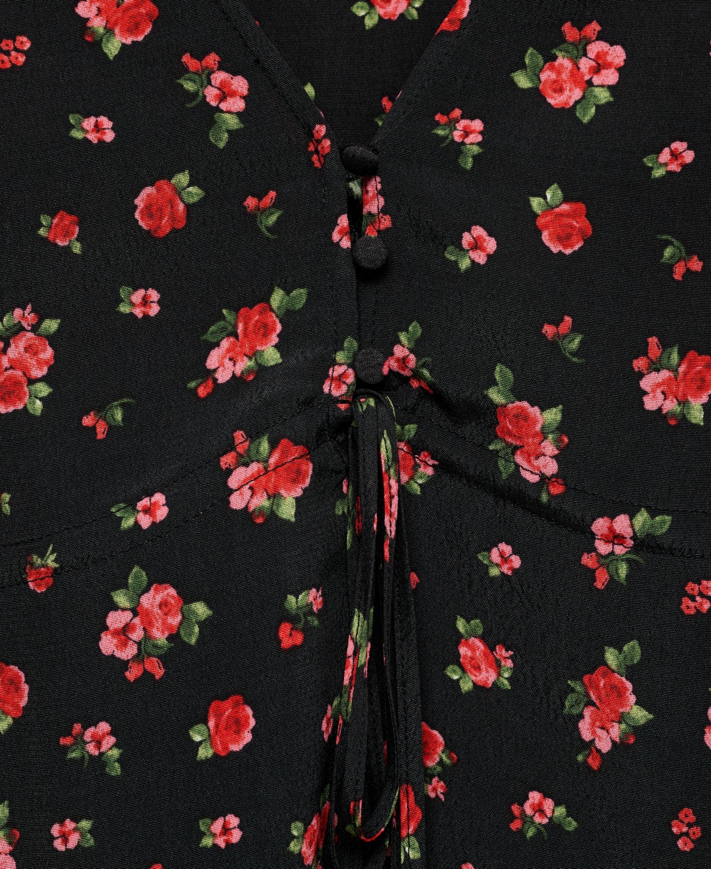 Женская блузка Mango Ruffled Floral, цвет: Чёрный — фото 5