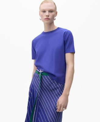 MANGO - Women's Short-Sleeved Fine-Knit Sweater