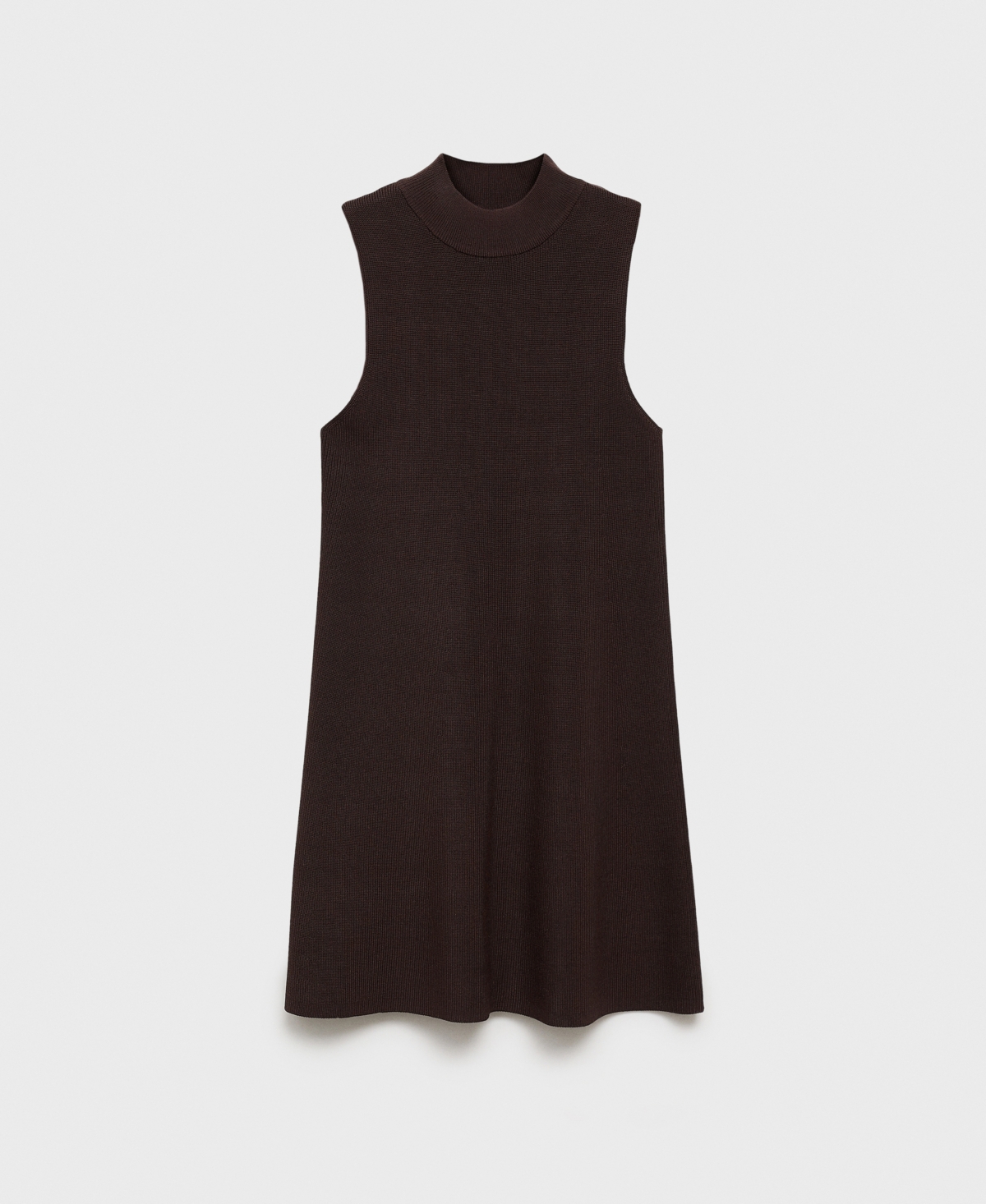 Shop Mango Women's Perkins-neck Knitted Dress In Chocolate