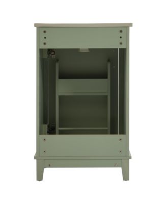  20 Inch Modern Small Bathroom Vanity Cabinet With Ceramic Basin- 2014.533.3 Inches,Ample Storage,1 Soft Close Door