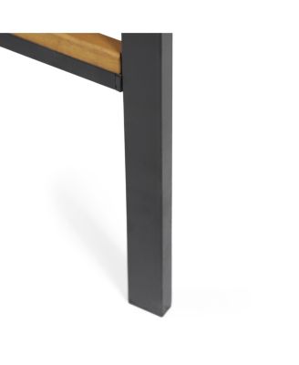 Modern Industrial Acacia Wood Barstool Set of 2, Teak and Black