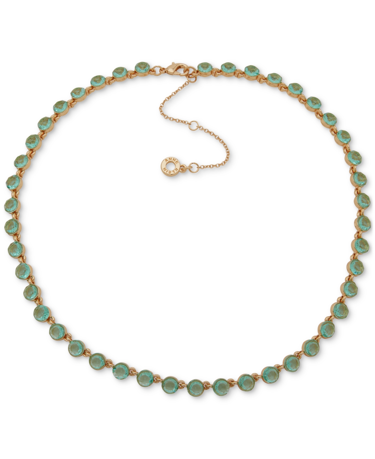 Gold-Tone Floating Color Stone Collar Necklace, 16" + 3" extender - Green