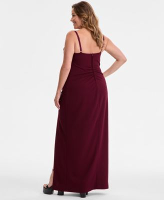 Trendy Plus Size Cowlneck Side-Ruched Maxi Dress, Created for Macy's