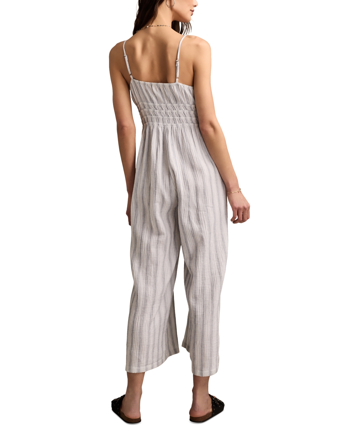 LUCKY BRAND WOMEN'S COTTON STRIPED GAUZY JUMPSUIT 
